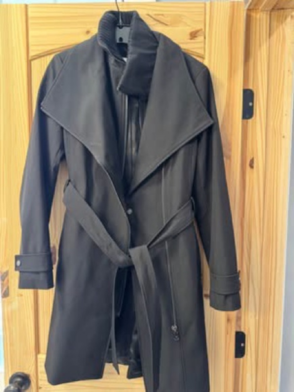 Calvin Klein Black Trench Coat with Belted Waist